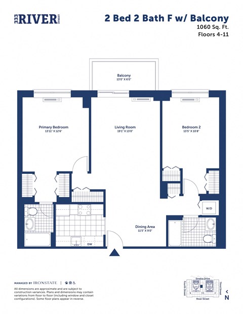 a floor plan of a 2 bed 2 apartment